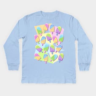 Ice Lollipops Popsicles Summer Punchy Pastels Colors Pattern Kids Long Sleeve T-Shirt